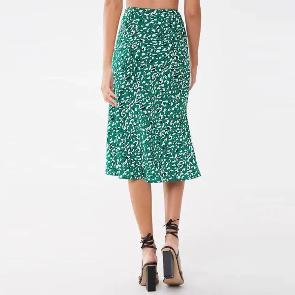 New Fashion Women Vintage Leopard Print Midi Skirt Side Zipper Casual Sexy Style Skirts